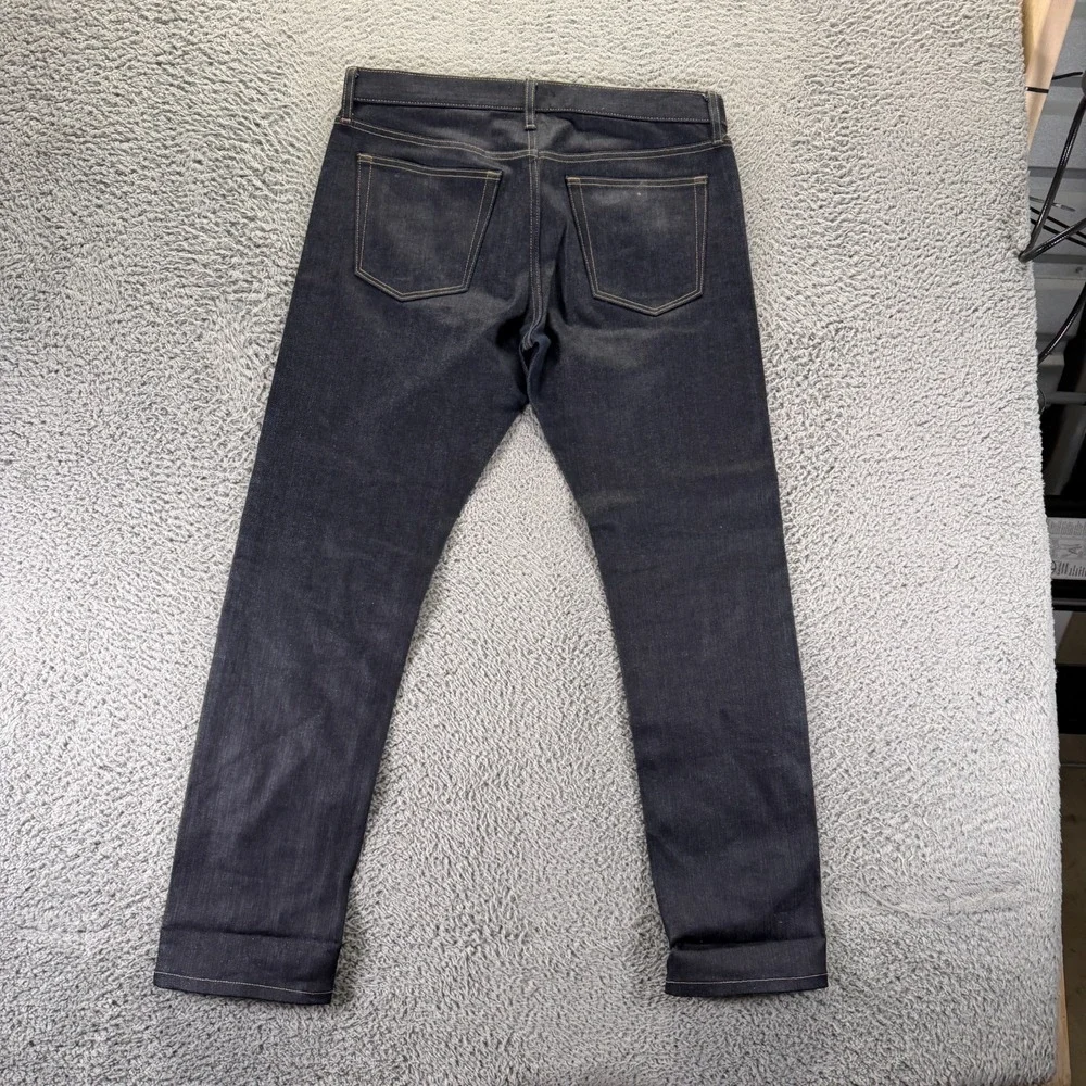 Uniqlo Jeans Men's 34x31 Black Cotton Denim Straight Dark Wash Workwear Stretch